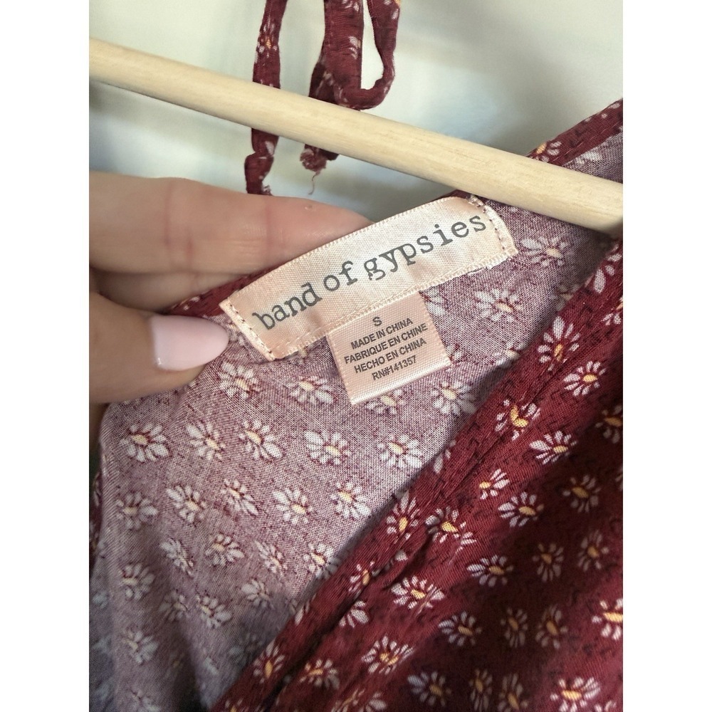 Boho Red Floral Long Dress Size Small Cottagecore  Romantic  Band Of Gypsies - Picture 9 of 10